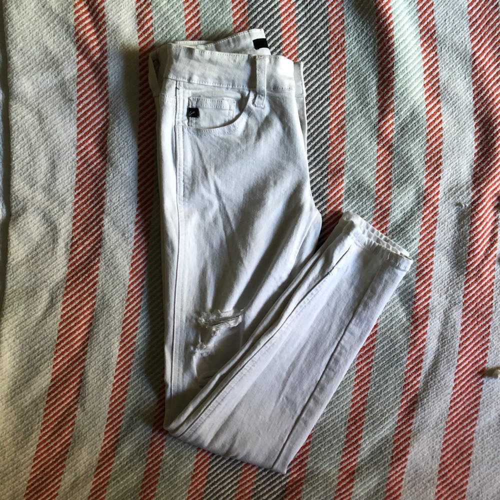 Distressed White Jeans